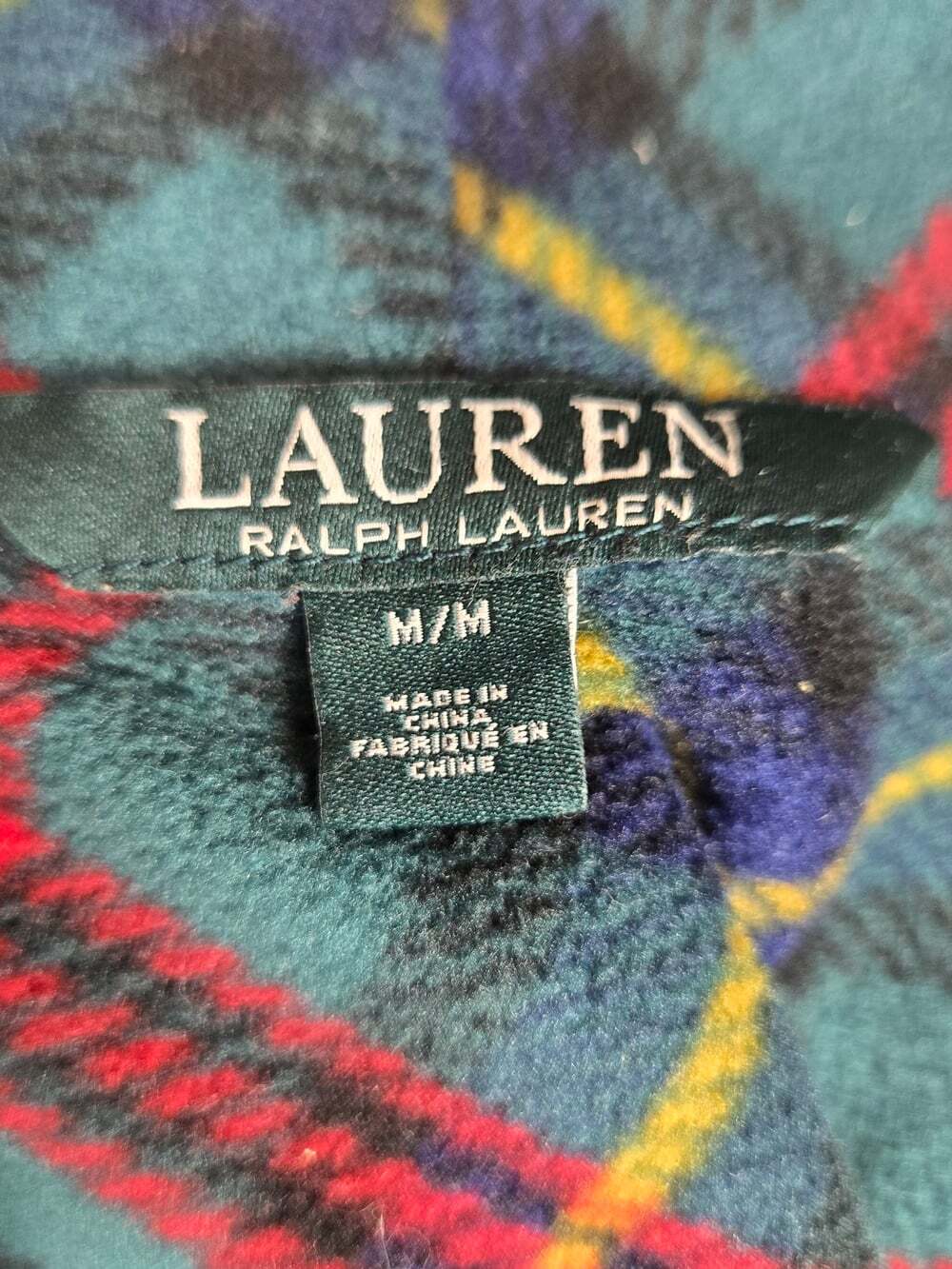 Lauren Ralph Lauren Plaid Fleece Nightshirt M Tartan Preppy Sleepwear Robe - Picture 7 of 9